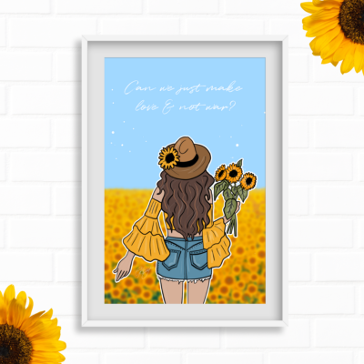 Love Not War | Digital Print | A4 Poster | Sunflower of Peace Fundraiser | Ukraine