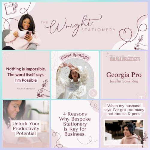 The Wright Stationery | Social Media Templates | Supercharge Your Socials | Graphic Design Bundle | Infinity Creative
